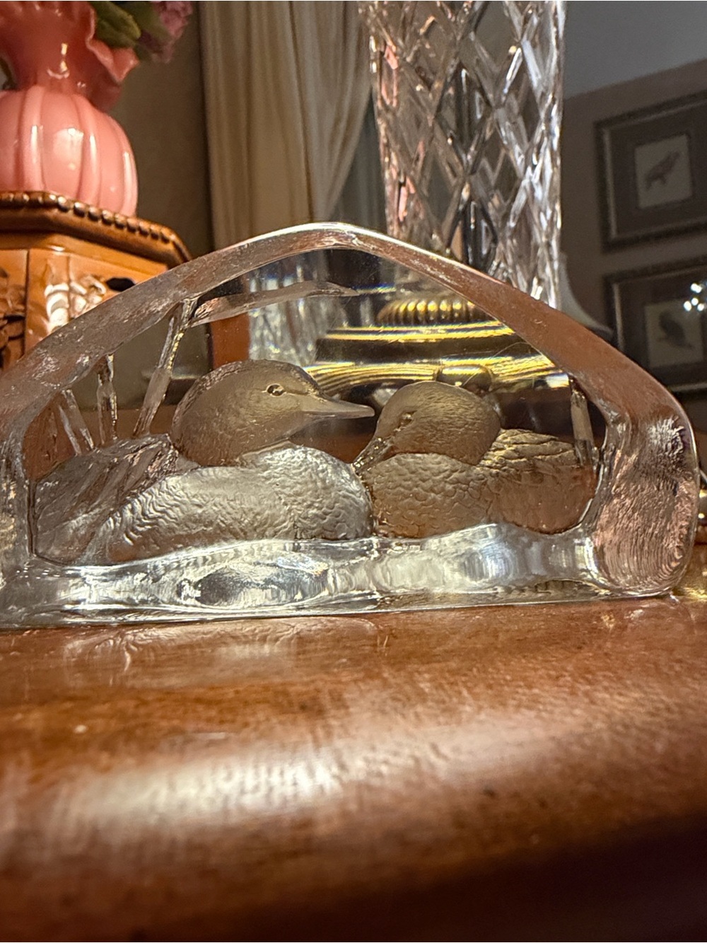 Vintage Mats Jonasson Swedish art glasss loving ducks